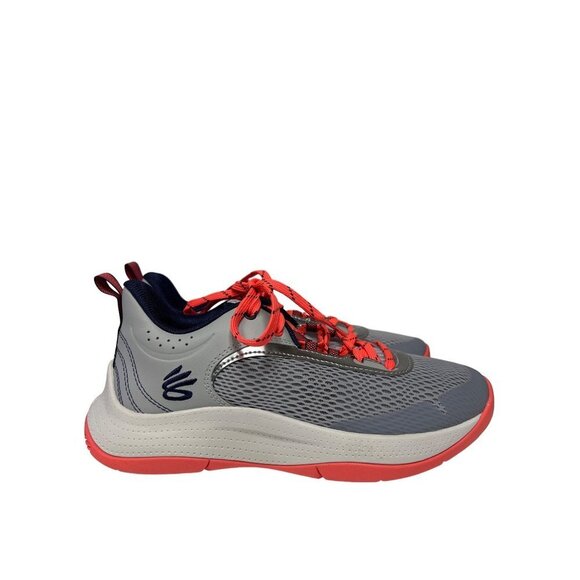 NEW! Under Armour Steph Curry 3Z6 Basketball Shoes Big Kids Size Gray Orange - Picture 1 of 9